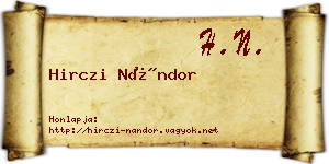 Hirczi Nándor névjegykártya
